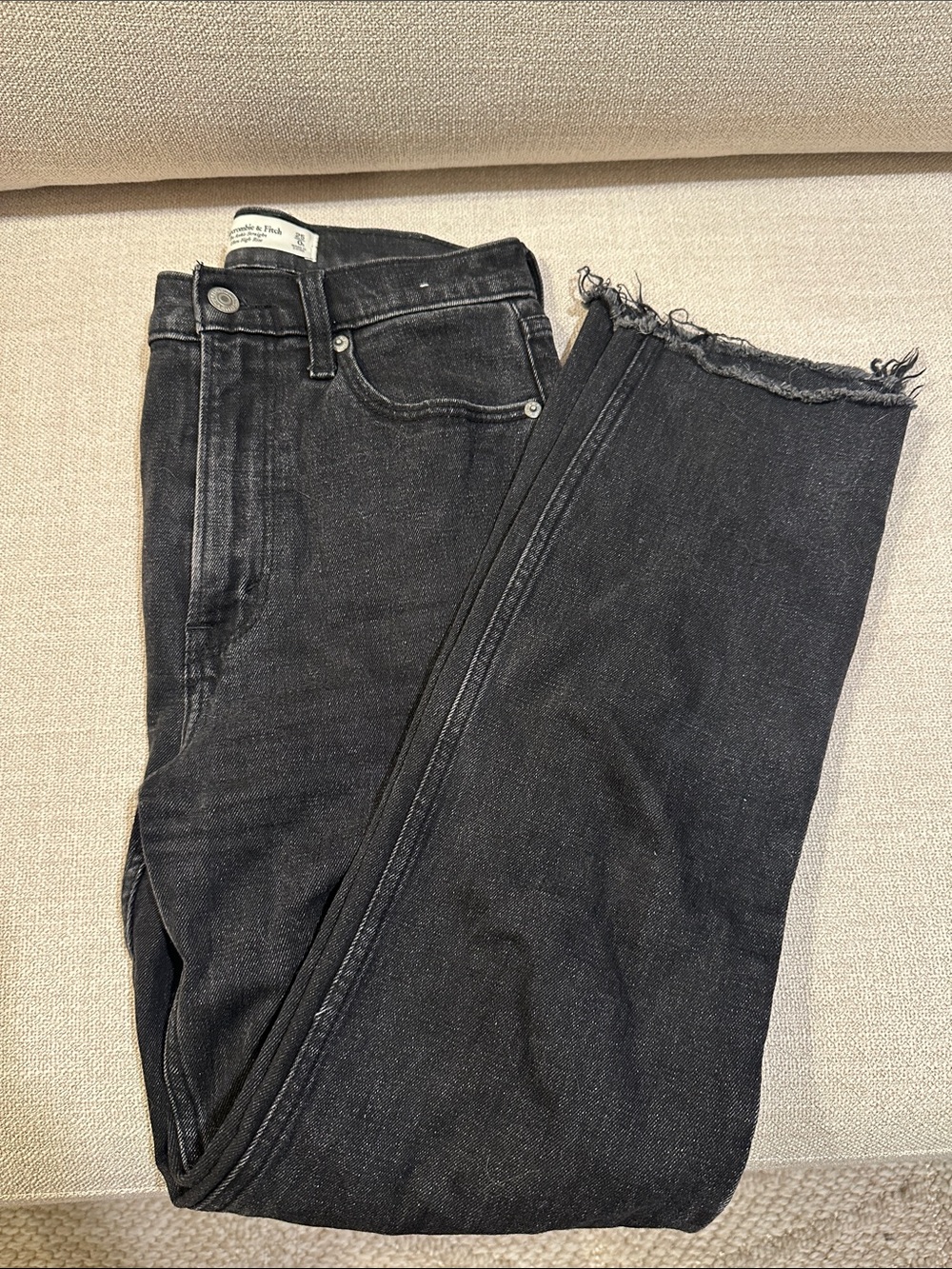 A&F The Ankle Straight Ultra High Rise Denim